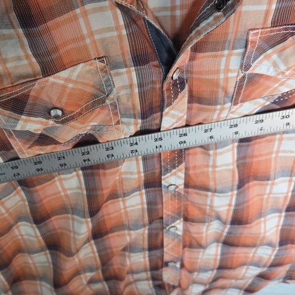 BKE Men's Vibrant Orange Plaid Button-Down Shirt - Picture 3 of 6